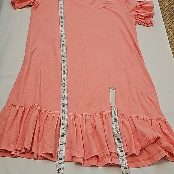 Sundry Dress Peach Orange T Shirt A Line Ruffle Short Sleeve size 0 - Picture 5 of 8